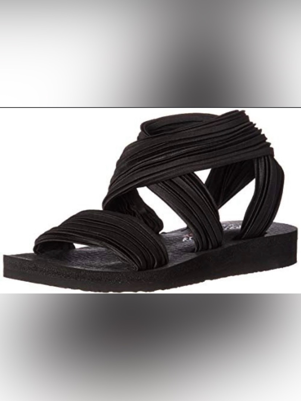 Skechers Black Ruched Strappy Sandals